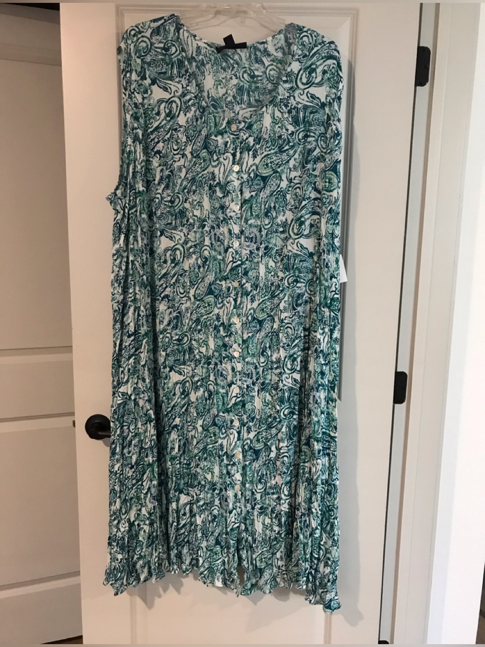 NWT- 5X Women's Teal Paisley Button-Front Dress